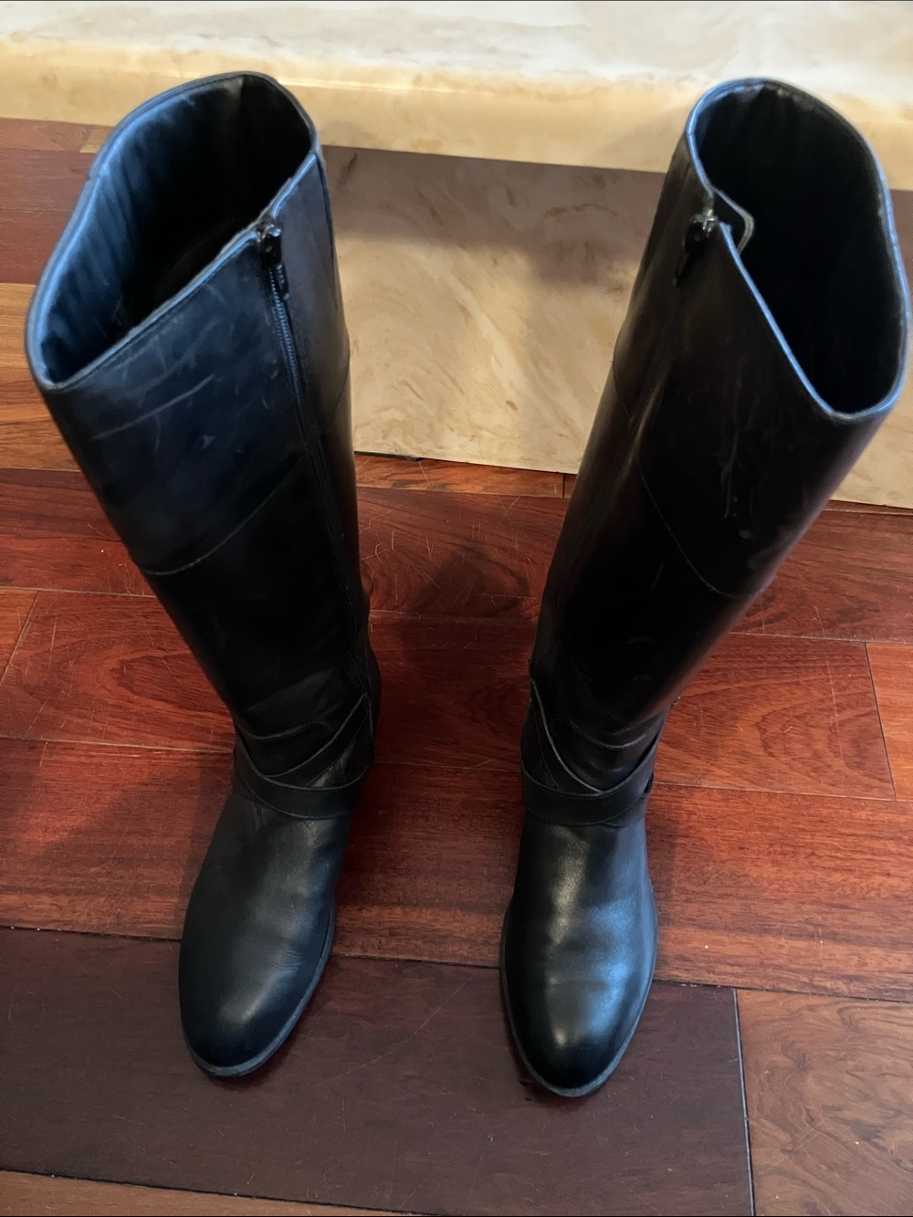 Lauren Ralph Lauren Maryann-W Black Tall Leather Zip Riding Boots